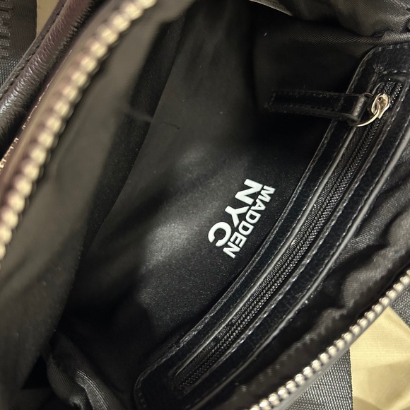 Madden NYC Black Mini Satchel Bag Top Handle Crossbody Silver Hardware - Picture 6 of 6